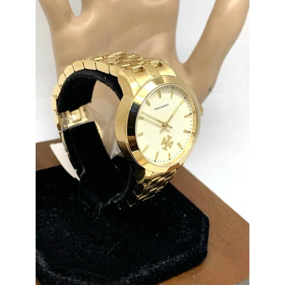 Tory Burch Women's Watch TBW1053 Quartz Cream Dial Gold Stainless Steel 34mm